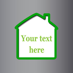 Green house on gray background with volume effect