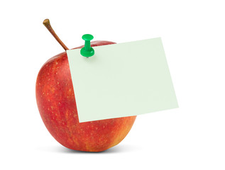 Blank note on apple for healthy eating