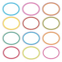 Colorful Illustration Set of Oval Frames On White Background