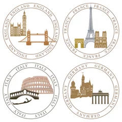 Stickers pour porte Doodle Monuments et capitales d& 39 Europe