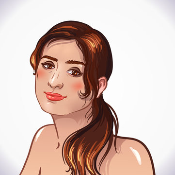 sexy brunette girl smiles. beauty