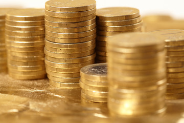 coins on the gold background