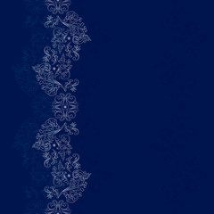 Blue silver floral vintage seamless pattern