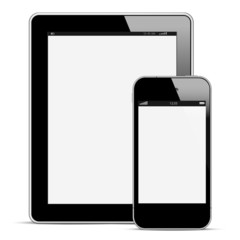 Modern digital tablet PC with mobile smartphone