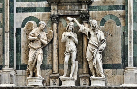 Jesus Baptism sculpture the Florence Baptisery, Tuscany, Italy