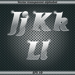 Transparent alphabet. J, K, L.