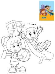 The page with exercises for kids - coloring book