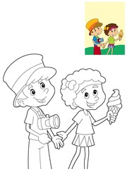 The page with exercises for kids - coloring book