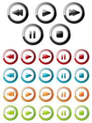 Set of media player buttons