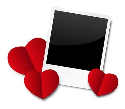 Photo frame with paper hearts