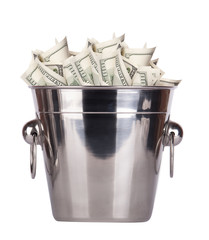 Bucket with money on white background © boule1301