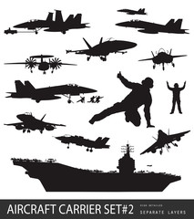 Naval aircrafts high detailed vector silhouettes. Set #2. - 49233378