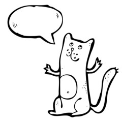 Cartoon cat with speech bubble isolated on a white background