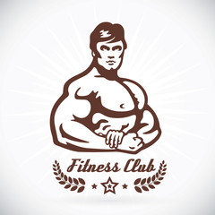 Bodybuilder Fitness Model Illustration, Sign, Symbol