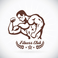 Bodybuilder Fitness Model Illustration, Sign, Symbol