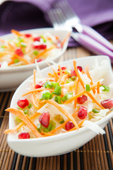 Salad with fresh cabbage with pomegranate seeds