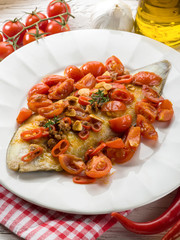 sole fish with tomato anchovy and hot chili pepper