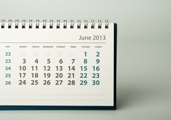 2013 year calendar. June