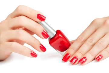 manicure. applying nail polish. isolated