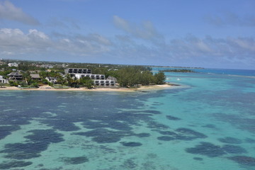 Aerial pictures of the Coastline of Mauritius along the North East of the Island.