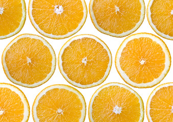 Food background - Sliced orange, isolated over white