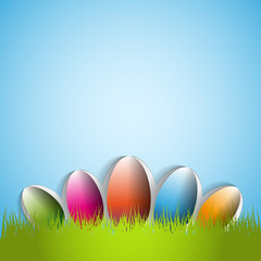 Fototapeta na wymiar Easter Paper eggs - vector background card