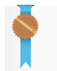 seal with blue ribbon