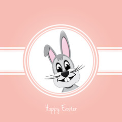 happy easter gray bunny on pink background