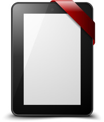 Tablet with corner ribbon