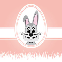 happy easter bunny white egg pink background