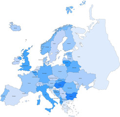 Naklejka premium Carte politique de l'Europe