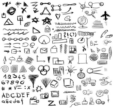 set doodle abstract business icons