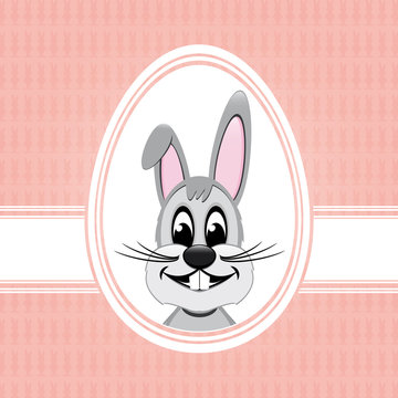 happy easter bunny white egg pink background