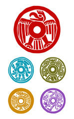 five mayan symbols, animals and human