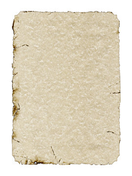 Aged parchment on white