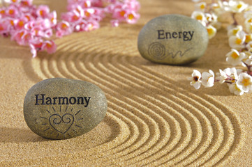 zen garden with harmony and energy