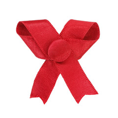 Red ribbon bow with button