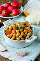 Meat stewed with Noot and vegetables