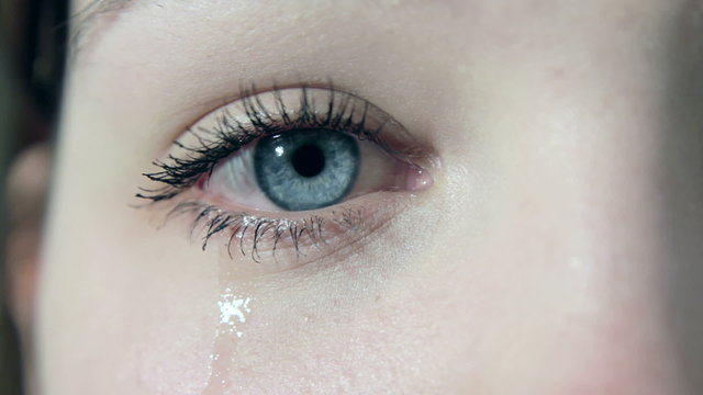 tears in a female sad eye in 1080p