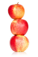 Three red stacked apples