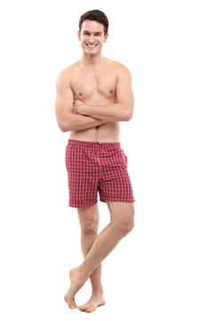 Young man in underwear