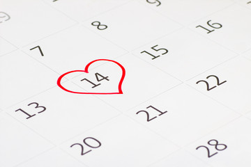 Fototapeta na wymiar Strona Kalendarz na dzień valentine