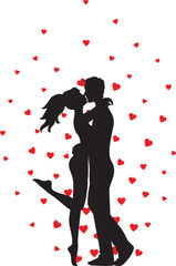 Fototapeta premium kissing couple and hearts