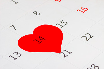 Calender page of the valentine day