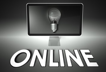 Screen and light bulb with Online, Idea