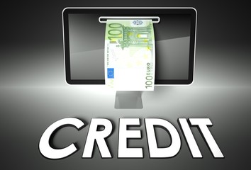 Screen and euro bill, Credit