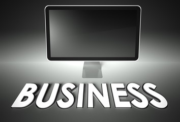 Computer blank screen with word Business