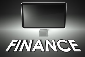Computer blank screen with word Finance
