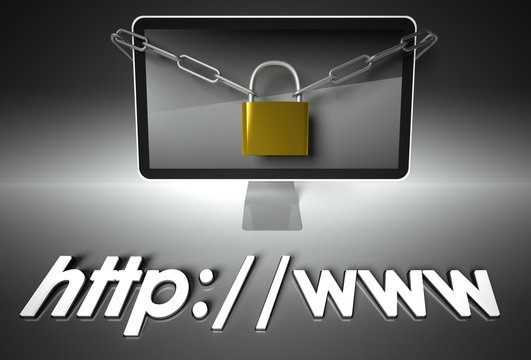 Computer and padlock with Http, Security