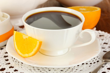 Beautiful white dinner service with oranges